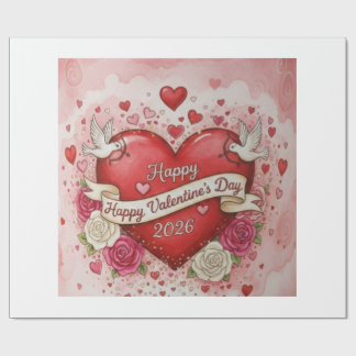 Papier Cadeau Cœurs & Colombes - conception de la Saint-Valentin