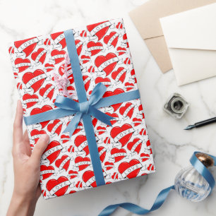 Papier Cadeau Coeurs d'amour sur blanc, Valentine enveloppement