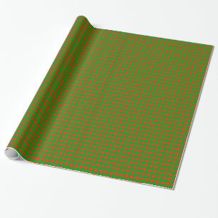 Papier Cadeau cœurs d'amour verts et rouges