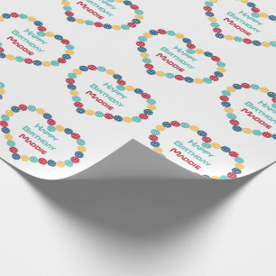 Papier Cadeau Coeurs de basket-ball avec nom personnalisé