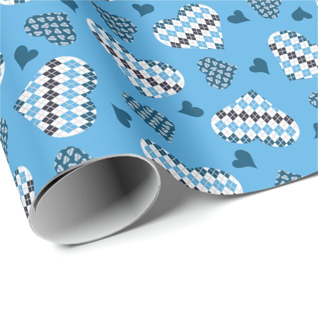Papier Cadeau Coeurs de Jacquard posh (Coin rond)