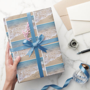 Papier Cadeau Coeurs De Mariage De Plage Dans Le Sable