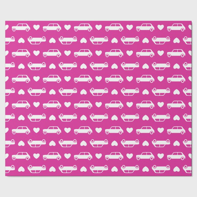 Papier Cadeau Coeurs de Mini Cooper - papier d'emballage rose (Couture)
