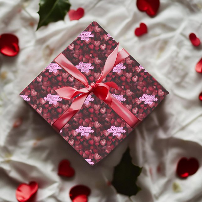 Papier Cadeau Coeurs de Parties scintillant écarlate (Créateur téléchargé)