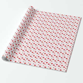 Papier Cadeau Coeurs de passion rouge brillant, motif romantique