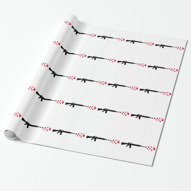 Papier Cadeau Coeurs de rouge de fusil (Déroulé)