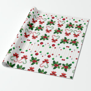 Papier Cadeau Coeurs de Sucre de canne Holly Jolly