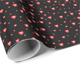 Papier Cadeau Coeurs Diamond Rouge Motif sans couture