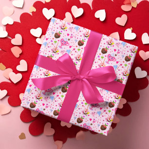 Papier Cadeau Cœurs doux célébrant partout