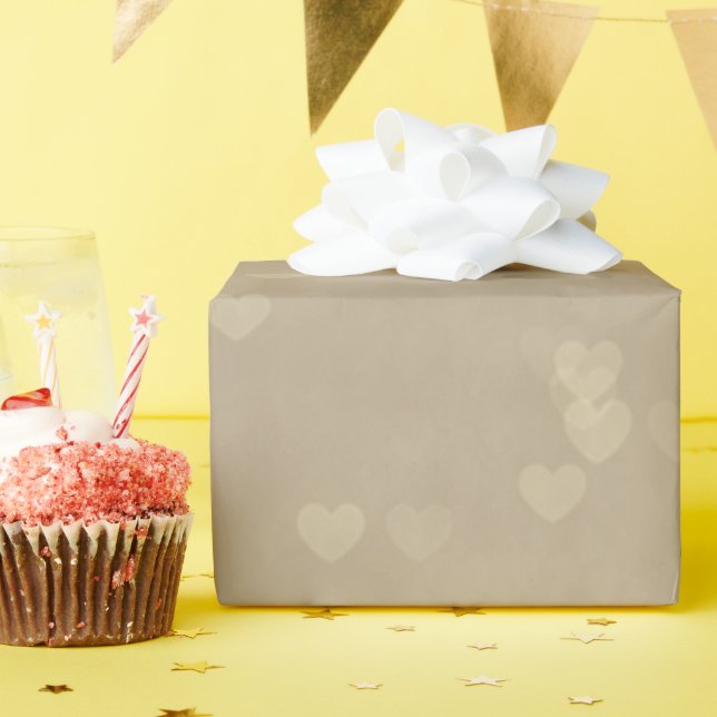 Papier Cadeau Coeurs doux éparpillés - Taupe (Fête d'anniversaire)