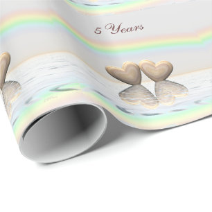 Papier Cadeau Coeurs en bois du 5e anniversaire