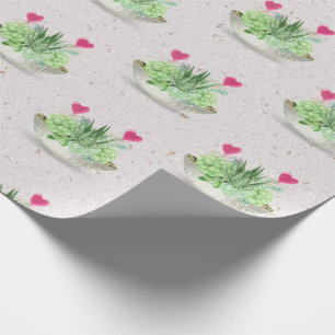 Papier Cadeau Coeurs en Plante Succulent sur Terrazzo