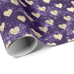 Papier Cadeau Coeurs Foxier Gold Violet violet velours violet Eg