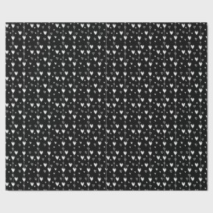 Papier Cadeau Coeurs gothiques noir et blanc