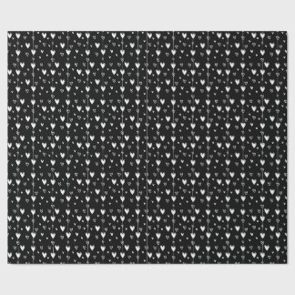Papier Cadeau Coeurs gothiques noir et blanc