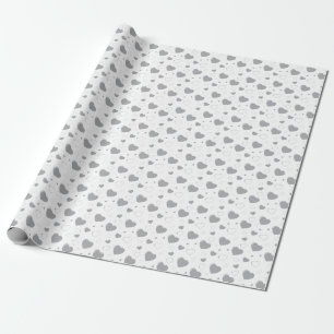 Papier Cadeau Coeurs gris brillant mignon motif romantique