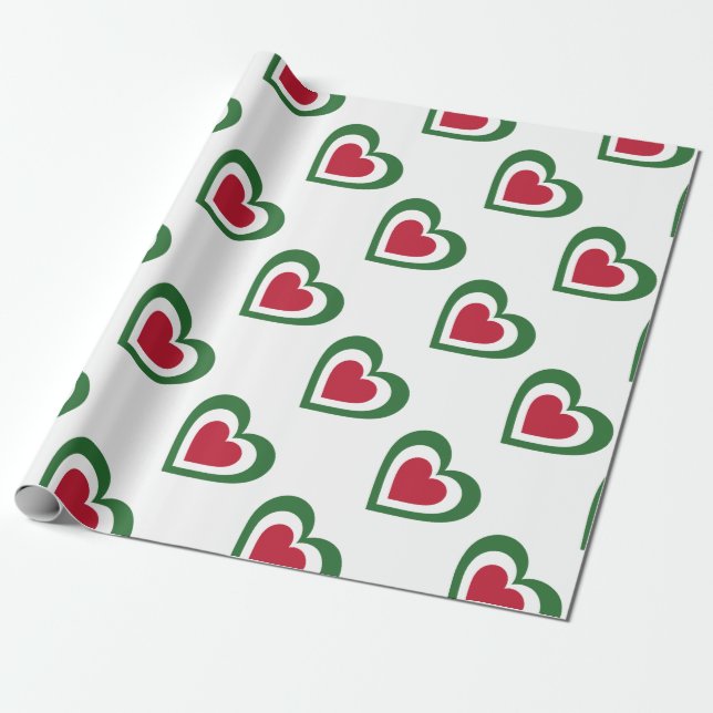 Papier Cadeau Coeurs inspirés du drapeau italien (Déroulé)