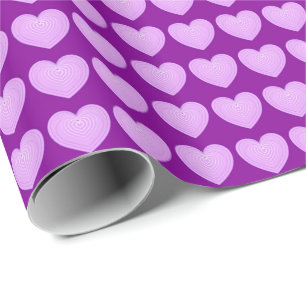 Papier Cadeau Cœurs lavande pastel sur fond violet foncé