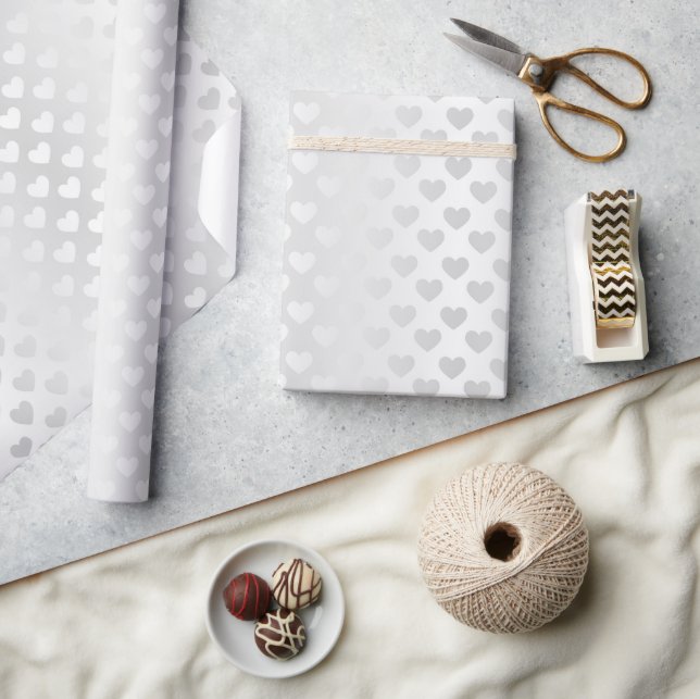 Papier Cadeau Coeurs Mariages blancs chatoyants (Artisanat)