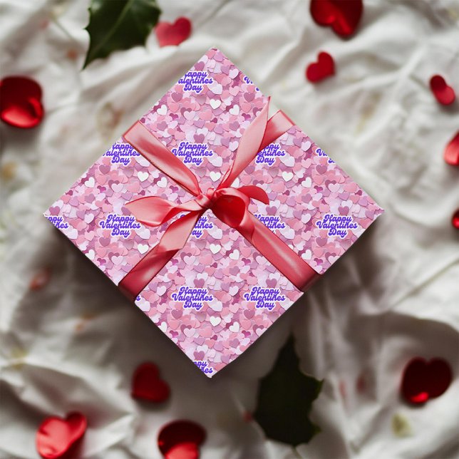 Papier Cadeau Cœurs Pailletés Pastel (Créateur téléchargé)