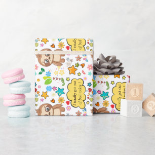 Papier Cadeau Coeurs personnalisés Floral Sloth Baby shower Par