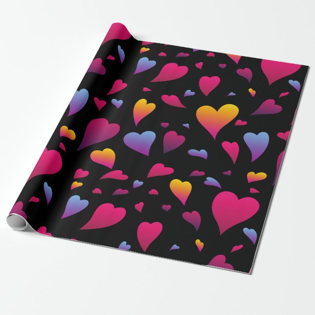Papier Cadeau Coeurs rayonnants Valentine (Déroulé)