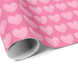 Papier Cadeau Coeurs rose corail, arrière - plan rose profond