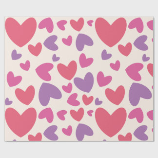 Papier Cadeau Coeurs rose et pourpre Saint Valentin Anniversaire