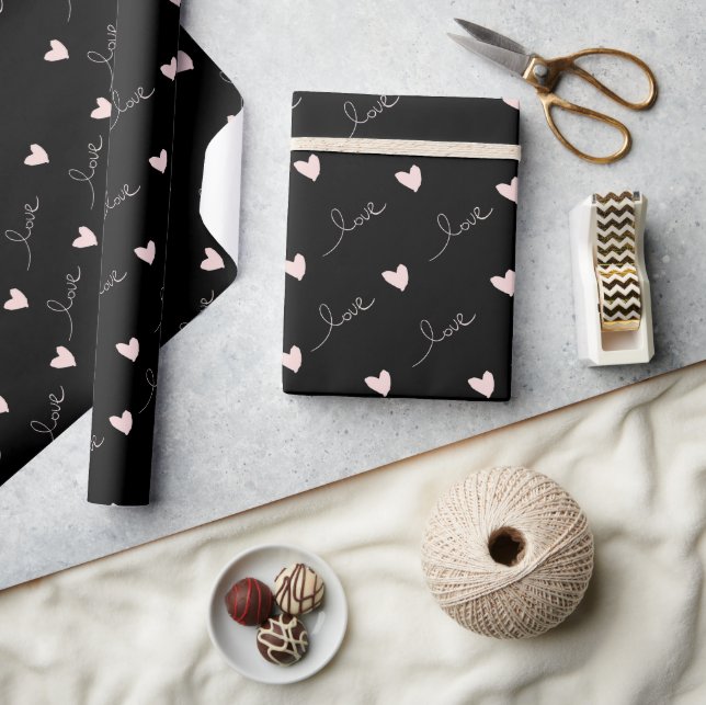 Papier Cadeau Coeurs roses mignonnes & Love Script Valentines Da (Artisanat)