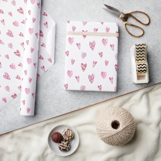 Papier Cadeau Coeurs roses Saint Valentin (Artisanat)