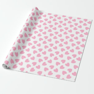 Papier Cadeau Coeurs roses sur blanc