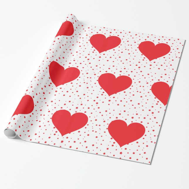 Papier Cadeau Coeurs rouges (Déroulé)