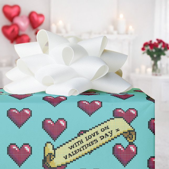 Papier Cadeau Coeurs rouges avec amour à la Saint Valentin 80s R (Créateur téléchargé)