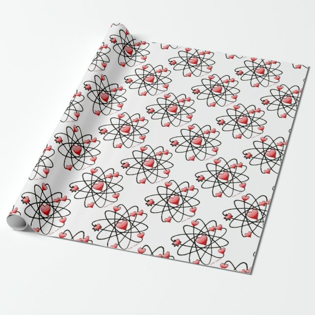 Papier Cadeau Coeurs rouges de Saint Valentin atomique (Déroulé)