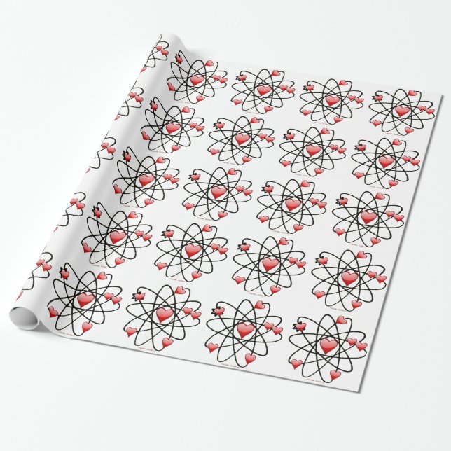 Papier Cadeau Coeurs rouges de Saint Valentin atomique (Déroulé)