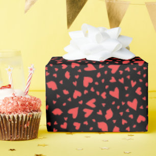 Papier Cadeau Coeurs rouges et baisers