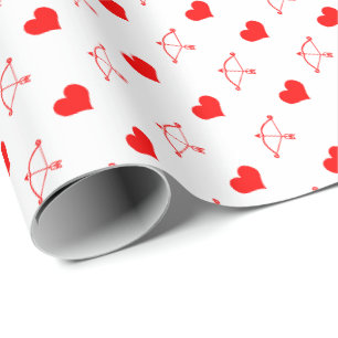 Papier Cadeau Cœurs rouges et flèche de Cupidon pour la Saint-Va
