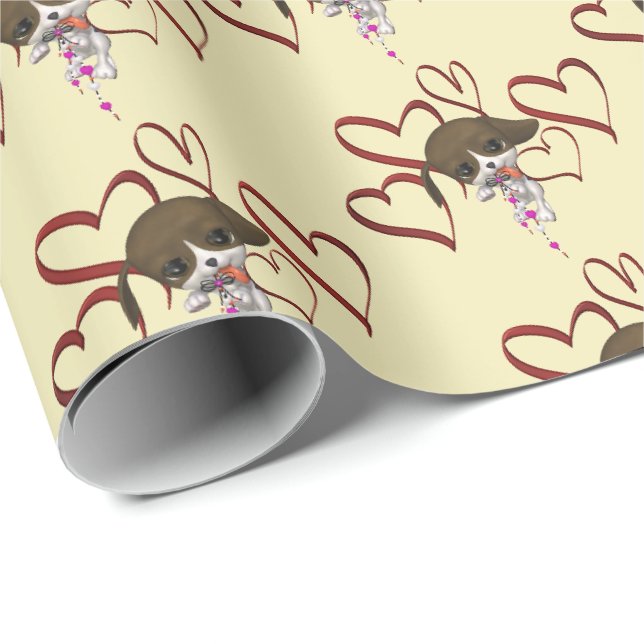 Papier Cadeau Coeurs rouges mignons    (Coin rond)