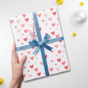 Papier Cadeau Coeurs rouges mignons Saint Valentin