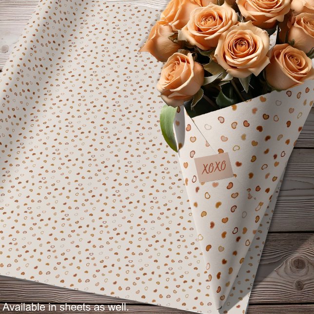 Papier Cadeau Cœurs - Terre cuite rustique sur ciment blanc (Hearts - Earthtone rustic on white cement Wrapping Paper-roses-by Leapfroglisics Shop)