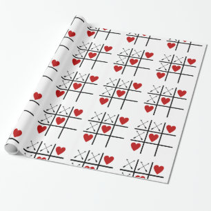 Papier Cadeau Coeurs Tic Tac Toe