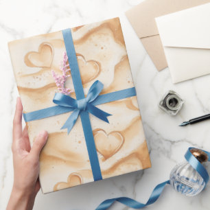 Papier Cadeau Cœurs Tropicaux sur la Plage de Sable Réception de