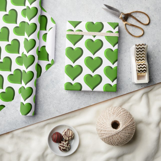 Papier Cadeau Coeurs verts (Artisanat)
