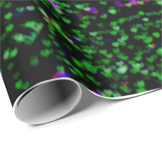 Papier Cadeau Coeurs verts mignons bokeh lumières de Noël festiv