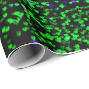 Papier Cadeau Coeurs verts néon moderne bokee lumières de Noël