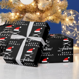 Papier Cadeau Coiffeuse salon de coiffure ciseaux classe Noël