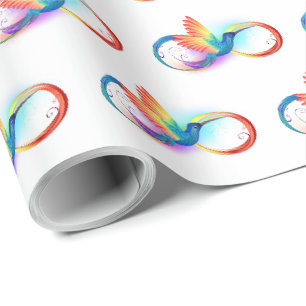 Papier Cadeau Colibri arc-en-ciel avec symbole Infinity