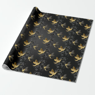 Papier Cadeau Colibri noir et or