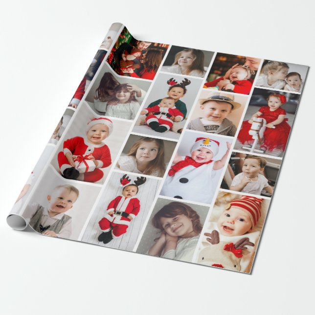 Papier Cadeau Collage de 24 photos Fêtes de Noël (Déroulé)
