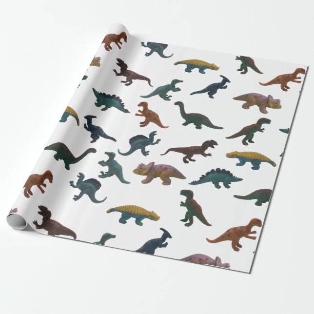 Papier Cadeau Collage de dinosaures en plastique (Déroulé)